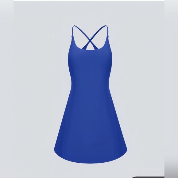 Halara SoftlyZero Plush Backless Lotus Blue Active Dress - Picture 4 of 10